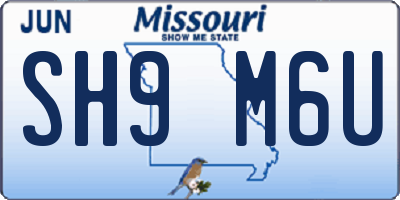 MO license plate SH9M6U