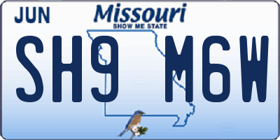 MO license plate SH9M6W