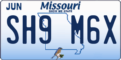 MO license plate SH9M6X