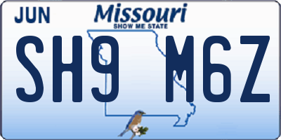 MO license plate SH9M6Z