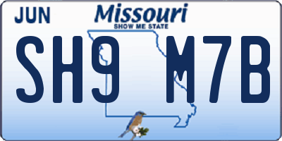MO license plate SH9M7B