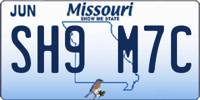 MO license plate SH9M7C