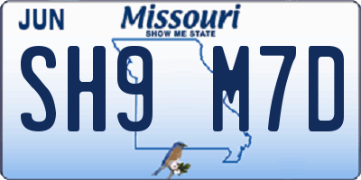 MO license plate SH9M7D