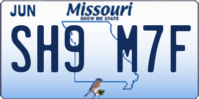 MO license plate SH9M7F