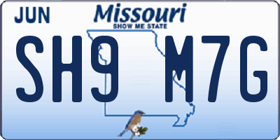 MO license plate SH9M7G