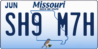 MO license plate SH9M7H
