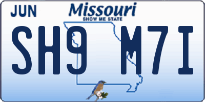 MO license plate SH9M7I