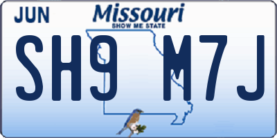 MO license plate SH9M7J