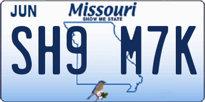 MO license plate SH9M7K
