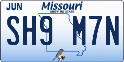 MO license plate SH9M7N