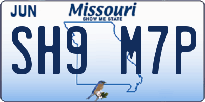 MO license plate SH9M7P