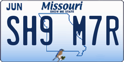 MO license plate SH9M7R