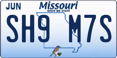 MO license plate SH9M7S