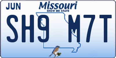 MO license plate SH9M7T