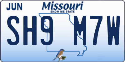 MO license plate SH9M7W