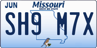 MO license plate SH9M7X