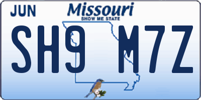 MO license plate SH9M7Z