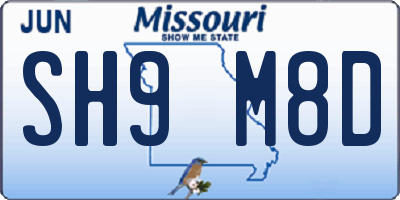 MO license plate SH9M8D