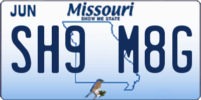 MO license plate SH9M8G