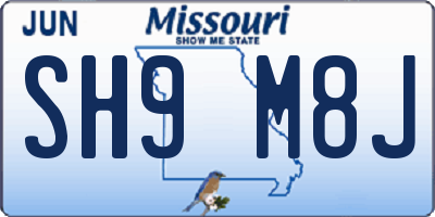 MO license plate SH9M8J