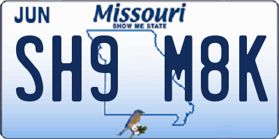 MO license plate SH9M8K