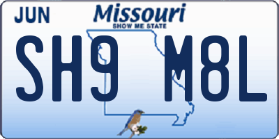 MO license plate SH9M8L