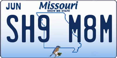 MO license plate SH9M8M