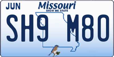 MO license plate SH9M8O