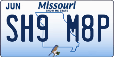 MO license plate SH9M8P