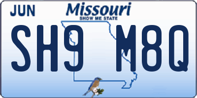MO license plate SH9M8Q