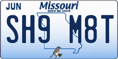 MO license plate SH9M8T