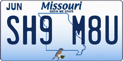 MO license plate SH9M8U