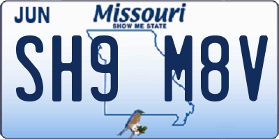 MO license plate SH9M8V