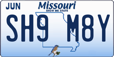 MO license plate SH9M8Y