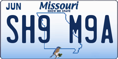 MO license plate SH9M9A