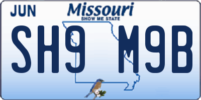 MO license plate SH9M9B