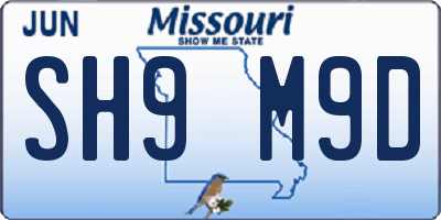 MO license plate SH9M9D