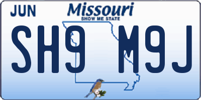 MO license plate SH9M9J