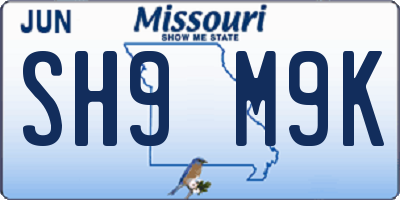 MO license plate SH9M9K