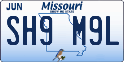 MO license plate SH9M9L