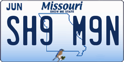 MO license plate SH9M9N
