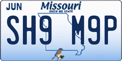 MO license plate SH9M9P