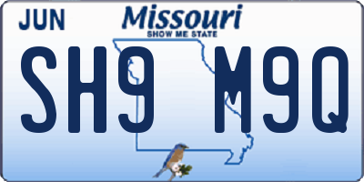 MO license plate SH9M9Q