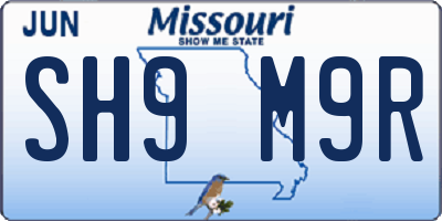 MO license plate SH9M9R