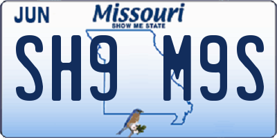 MO license plate SH9M9S