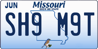 MO license plate SH9M9T