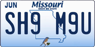 MO license plate SH9M9U