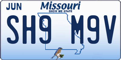 MO license plate SH9M9V