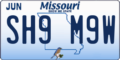 MO license plate SH9M9W