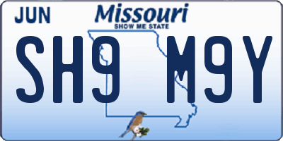 MO license plate SH9M9Y